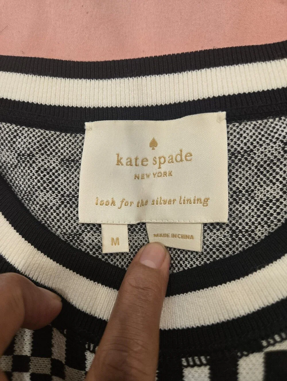 kate spade Black and White Check Knit Midi Dress Excellente Conditions‎